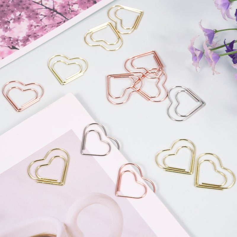 50pcs Paper Clips Rose Gold Heart Paper Clips Small and Cute Love Shaped Paperclips for DIY Craft Scrapbooking Wedding Decoration Document Note Sorting Organizing for School Office Kids Supplies - Image 2