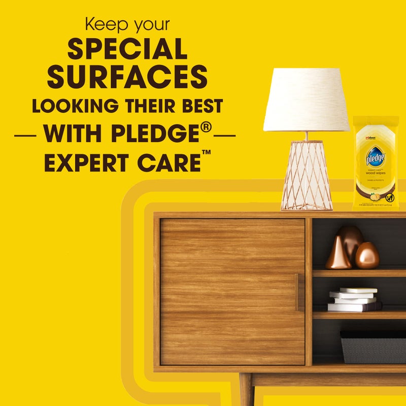 Pledge Expert Care Enhancing Wood Wipes, Lemon Scent, 24 Count - Image 3
