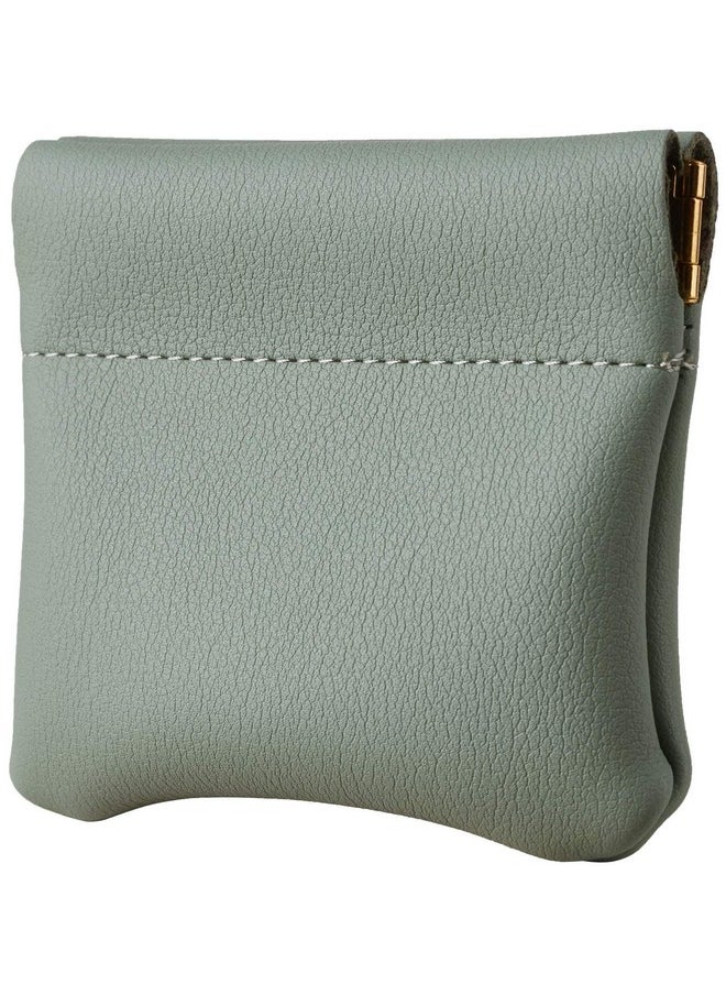 Travelambo - Leather Squeeze Coin Purse Pouch Change Holder For Men & Women 2 Pcs Set (Green Blooming) - Image 1