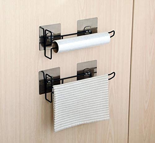 Decorlay Decorlay Self Adhesive Sticker Kitchen Bathroom Napkin Roll Holder Wall Mounted Under The Cabinet Glass Hanging ShelfTissue Paper Dispensers Wine Glass Holder Black Pack of 2  - Image 1