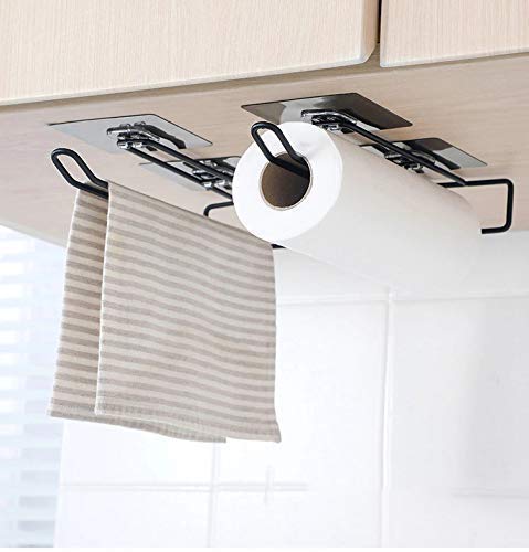 Decorlay Decorlay Self Adhesive Sticker Kitchen Bathroom Napkin Roll Holder Wall Mounted Under The Cabinet Glass Hanging ShelfTissue Paper Dispensers Wine Glass Holder Black Pack of 2  - Image 3