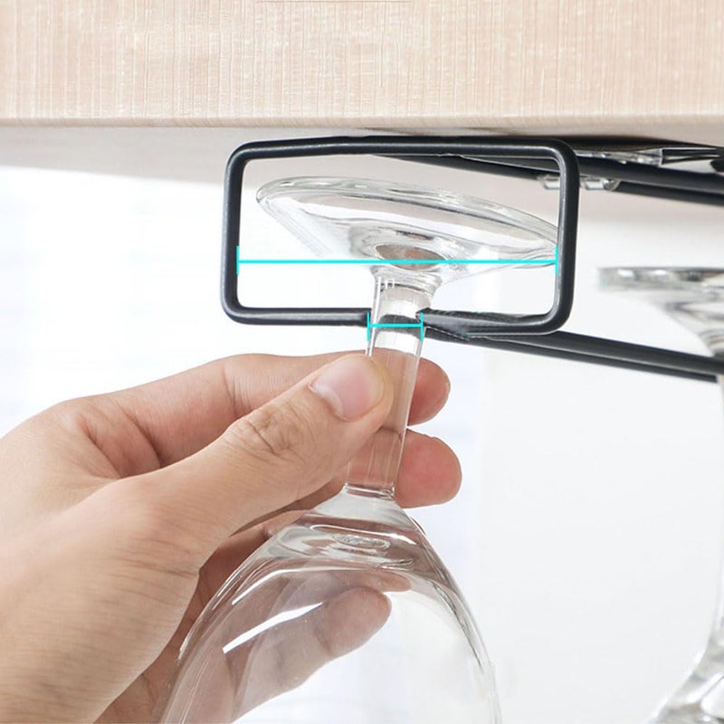 Decorlay Decorlay Self Adhesive Sticker Kitchen Bathroom Napkin Roll Holder Wall Mounted Under The Cabinet Glass Hanging ShelfTissue Paper Dispensers Wine Glass Holder Black Pack of 2  - Image 4