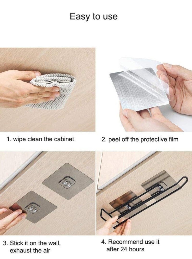 Decorlay Decorlay Self Adhesive Sticker Kitchen Bathroom Napkin Roll Holder Wall Mounted Under The Cabinet Glass Hanging ShelfTissue Paper Dispensers Wine Glass Holder Black Pack of 2  - Image 5