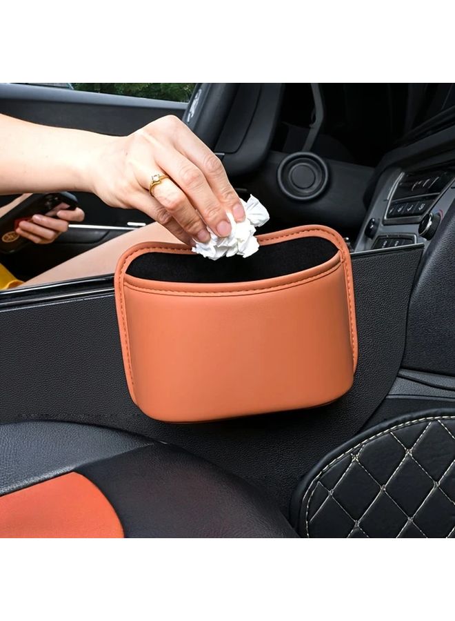 Large Orange Car Storage Bucket Multi Functional Trash Can Vehicle Organizer - Image 1