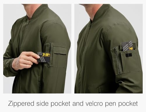 Rdruko Men's Lightweight Windbreaker Jacket Athletic Flight Bomber Jacket Zip Up(Army Green, US M) - Image 5