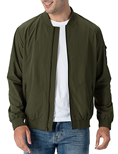 Rdruko Men's Lightweight Windbreaker Jacket Athletic Flight Bomber Jacket Zip Up(Army Green, US M) - Image 1