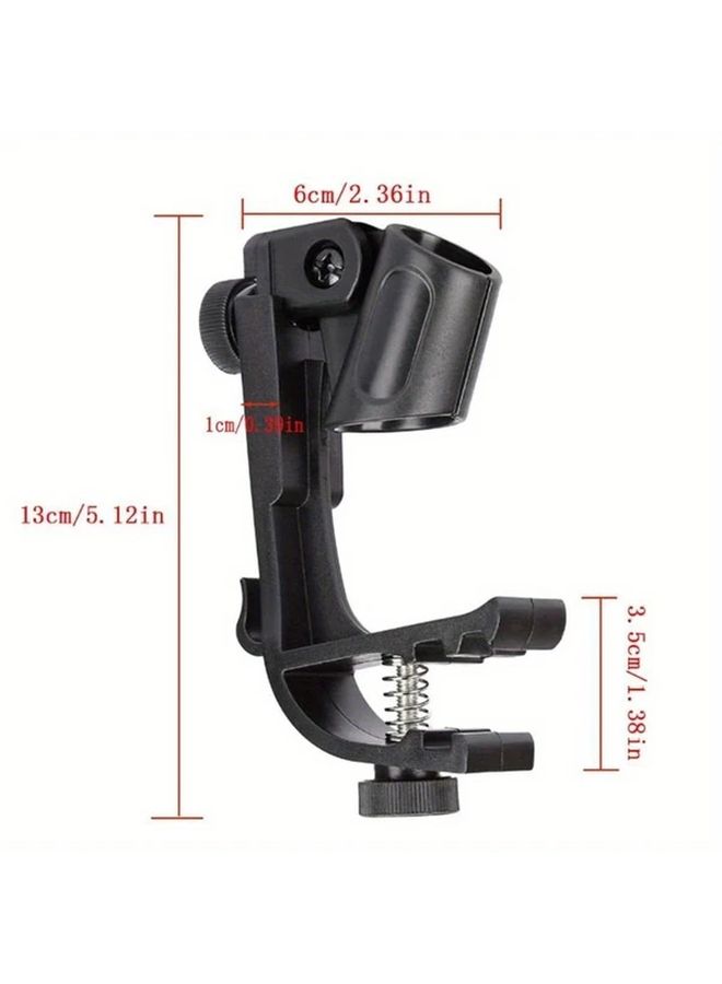 Adjustable Drum Microphone Stand Black Sturdy Metal Plastic Clamp With Rotating Head - Image 2