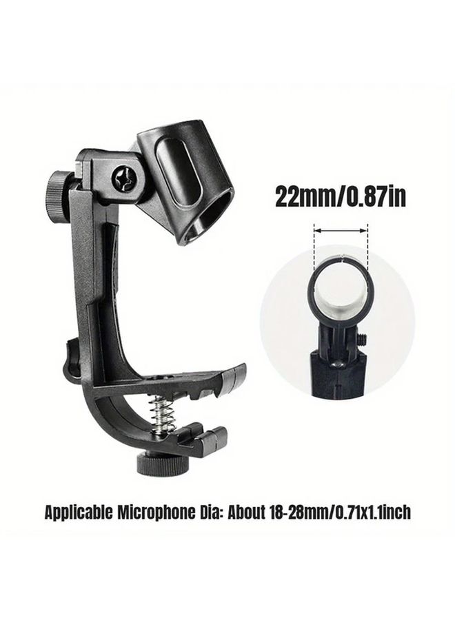 Adjustable Drum Microphone Stand Black Sturdy Metal Plastic Clamp With Rotating Head - Image 4