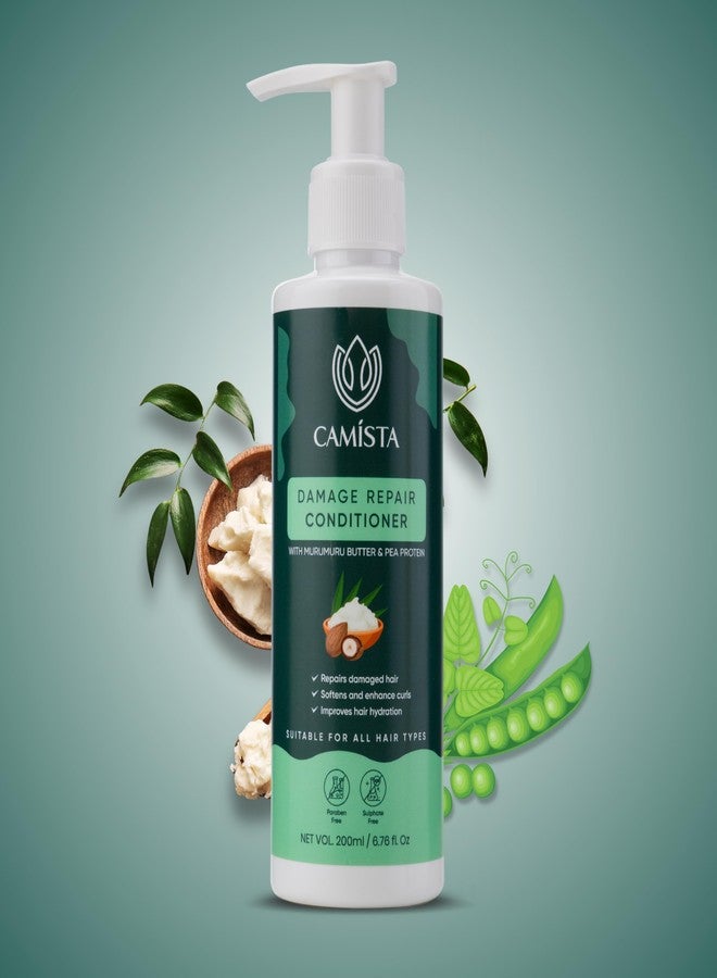 CAMISTA Damage Repair Conditioner With Murumuru Butter & Pea Protein | Silicone Free Conditioner | Nourishes, Repairs, and Detangles Hair | Great For Curly, Damaged Hair - 200ml (Pack of 1) - Image 1