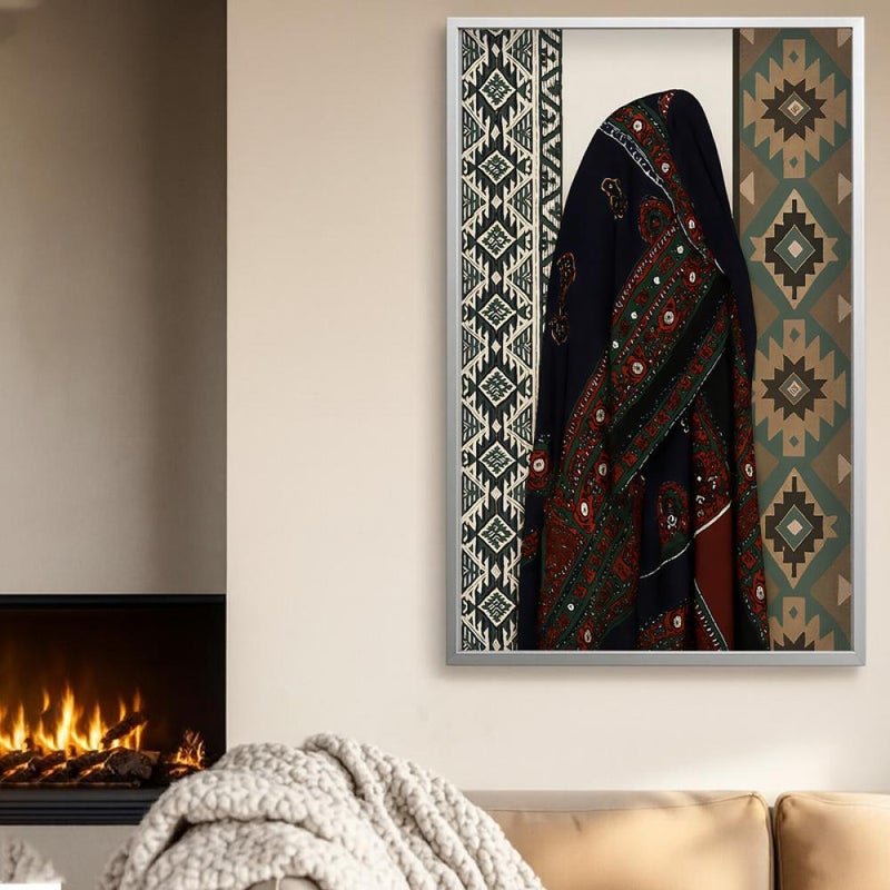 ماركتنا لوحة قماشية بتصميم الفن النجدي مع برواز مجوف مقاس (50×70) قطعة واحدة - Image 2