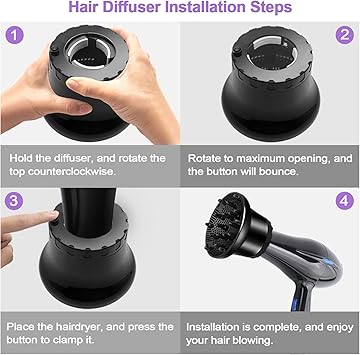 UUCOLOR Universal Hair Diffuser Suitable for 14 in to 26 in Adjustable Hair Dryer Diffuser Nozzle for Curly or Wavy Hair Styling - Image 5