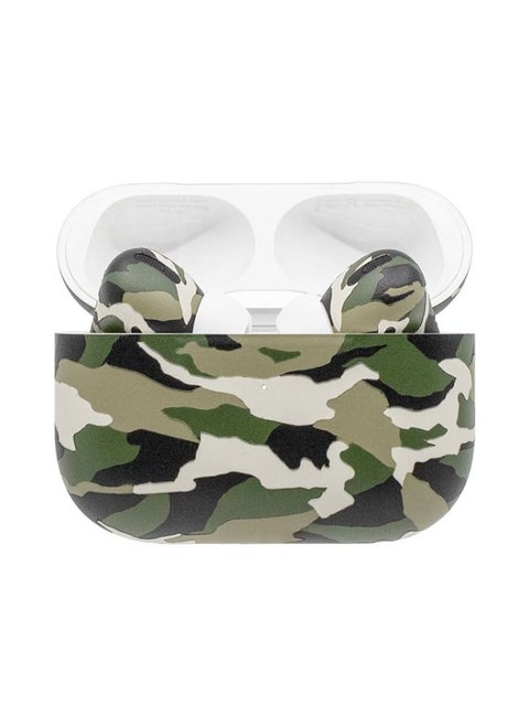 Customized Apple Airpods Pro Automotive Grade Scratch Resistant Paint Durable Adaptive EQ Inward Facing Microphone Army Camouflage Green Matte