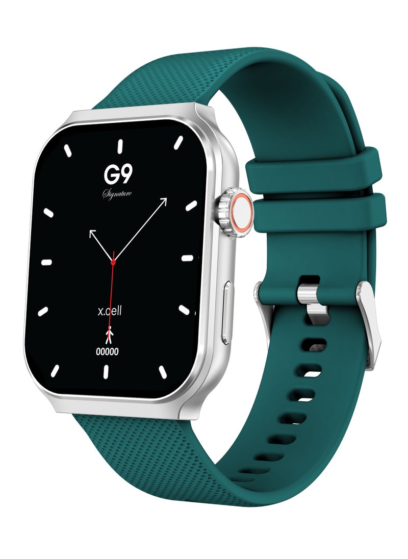 G9 Signature Unisex Smart Watch, 2.01” HD Display with IP67 Water Proof, Fitness Tracker with 107 Workout Options, 7+ Days Battery with Wireless Charging, Compatible with iOS & Android - Green