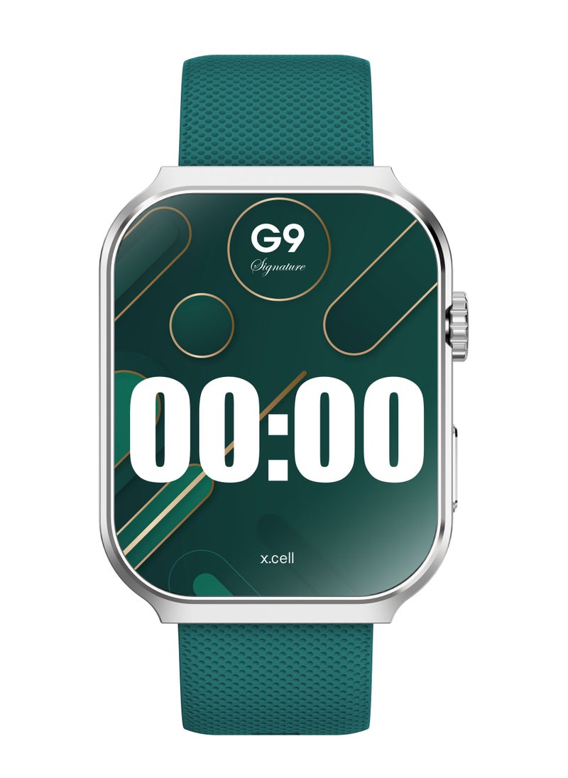 G9 Signature Unisex Smart Watch, 2.01” HD Display with IP67 Water Proof, Fitness Tracker with 107 Workout Options, 7+ Days Battery with Wireless Charging, Compatible with iOS & Android - Green
