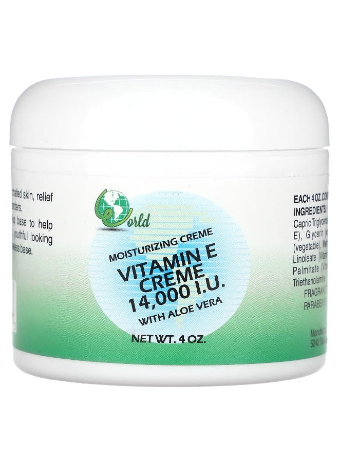 World Organic World Organic, Vitamin E Creme with Aloe Vera, Fragrance Free, 4 oz - Image 1