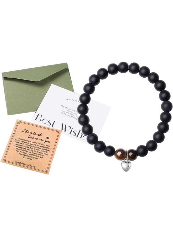 ACETHO Natural Stone Sister Bracelet,Bracelet Birthday Christmas Valentine's Day Inspirational Encouragement Gifts for Women with Gift Message Card - Image 4