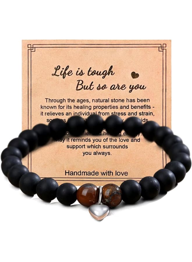 ACETHO Natural Stone Sister Bracelet,Bracelet Birthday Christmas Valentine's Day Inspirational Encouragement Gifts for Women with Gift Message Card - Image 1