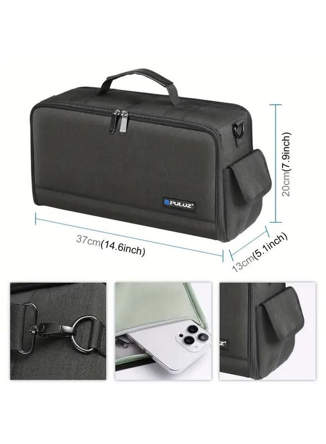حقيبة كاميرا سوداء عبر الجسم، متعددة الأقسام، حزام قابل للتعديل، متانة البوليستر، حقيبة تخزين للعدسات والملحقات، للاستخدام اليومي والسفر - Image 3