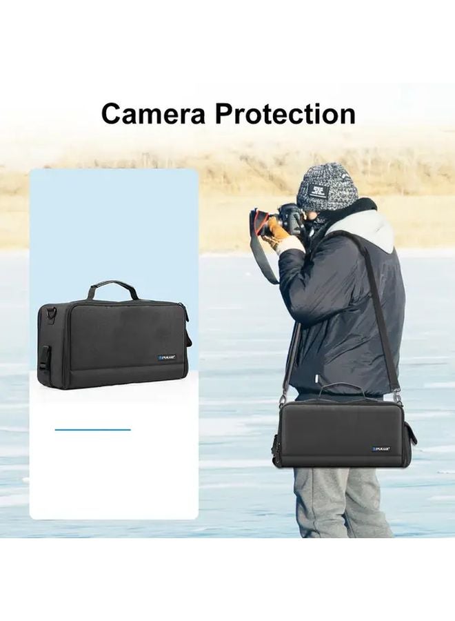 حقيبة كاميرا سوداء عبر الجسم، متعددة الأقسام، حزام قابل للتعديل، متانة البوليستر، حقيبة تخزين للعدسات والملحقات، للاستخدام اليومي والسفر - Image 5