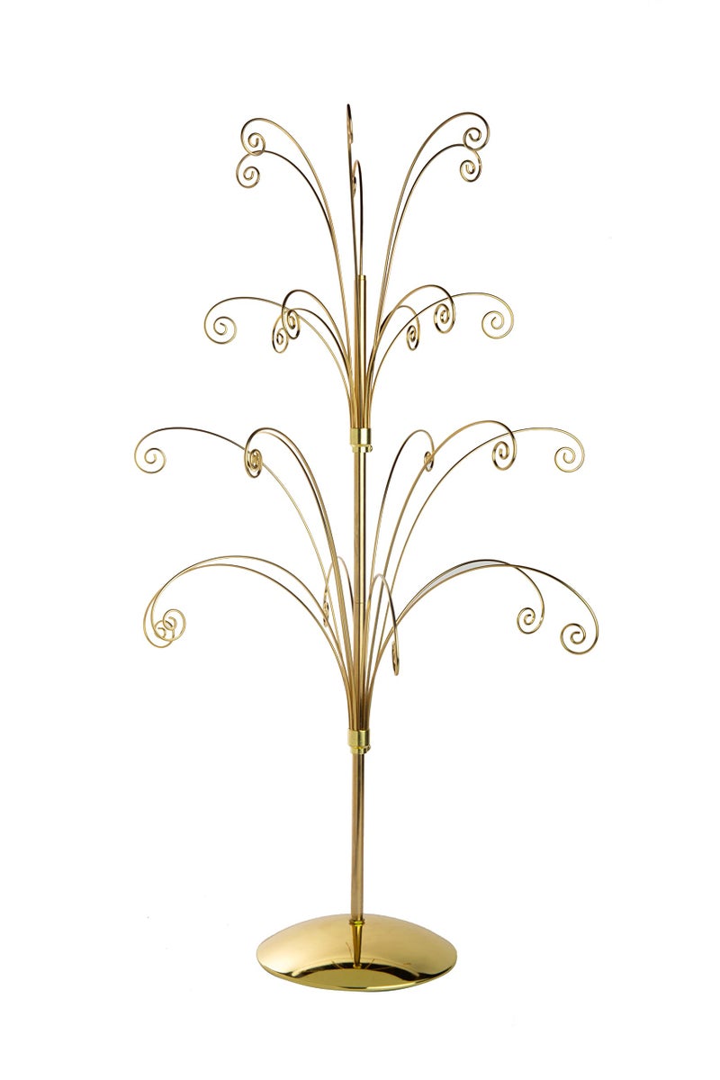 Creative Hobbies ORNTREE 36 Inch Tall Ornament Display Tree, Bright Brass Plated, Holds 24 Ornaments - Image 5