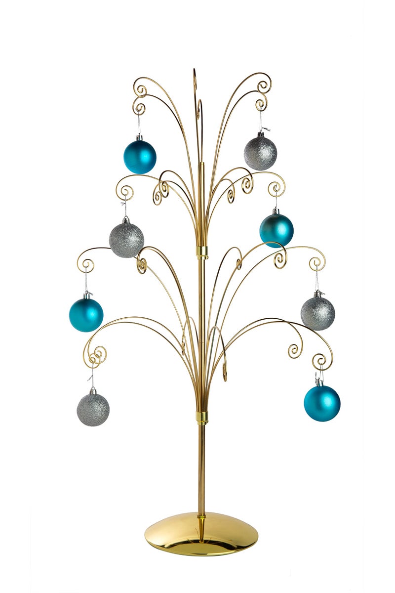 Creative Hobbies ORNTREE 36 Inch Tall Ornament Display Tree, Bright Brass Plated, Holds 24 Ornaments - Image 2