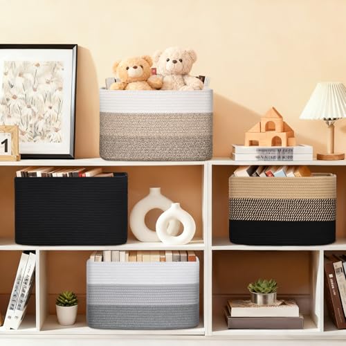Degeyoyo Baskets for Organizing,Storage Baskets,3 Pack Baskets for Shelfves,15"×10"×9" Woven Basket,toy storage bins,bins for organization - Image 2