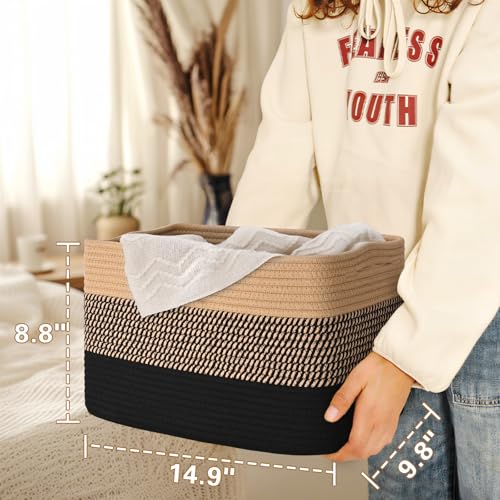 Degeyoyo Baskets for Organizing,Storage Baskets,3 Pack Baskets for Shelfves,15"×10"×9" Woven Basket,toy storage bins,bins for organization - Image 4