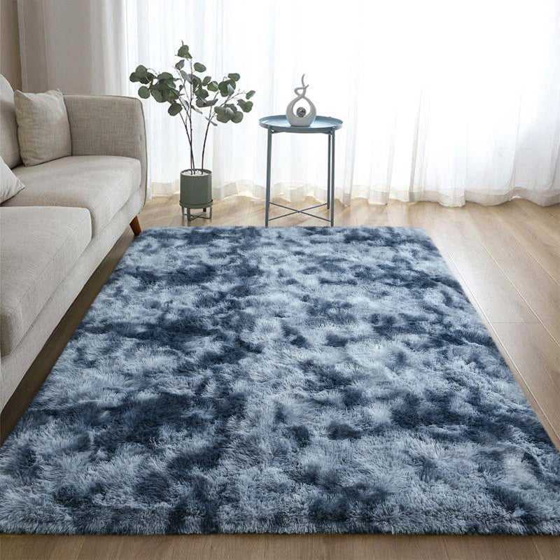DweIke Fluffy Blue Grey Rugs for Bedroom Living Room, 4x6 Feet Soft Plush Shaggy Tie-Dyed Navy Blue Gray Girls Boys Kids Rug, Upgraded Non-Slip and Machine Washable Carpet for Dorm Nursery Decor - Image 5