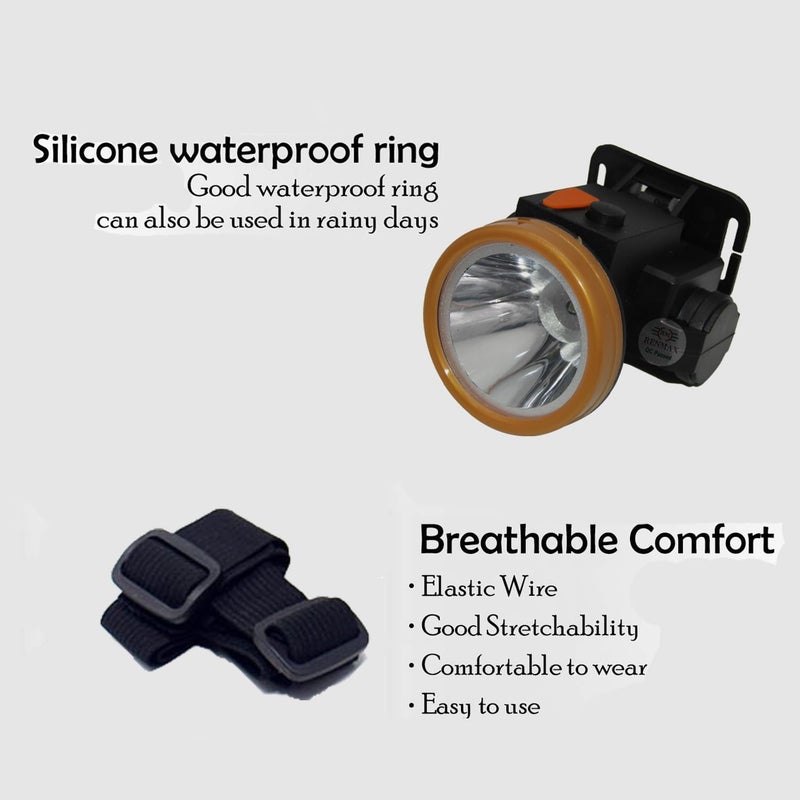 RENMAX 25W Rechargeable LED Head Torch – Weatherproof Spotlight Headlamp for Cycling, Camping, Caving, Hiking & Hunting ABS Plastic Body (Laser-716H, 1 Pc) - Image 2