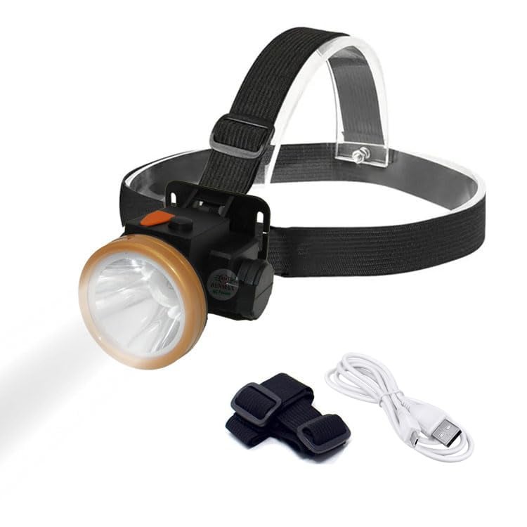 RENMAX 25W Rechargeable LED Head Torch – Weatherproof Spotlight Headlamp for Cycling, Camping, Caving, Hiking & Hunting ABS Plastic Body (Laser-716H, 1 Pc) - Image 1