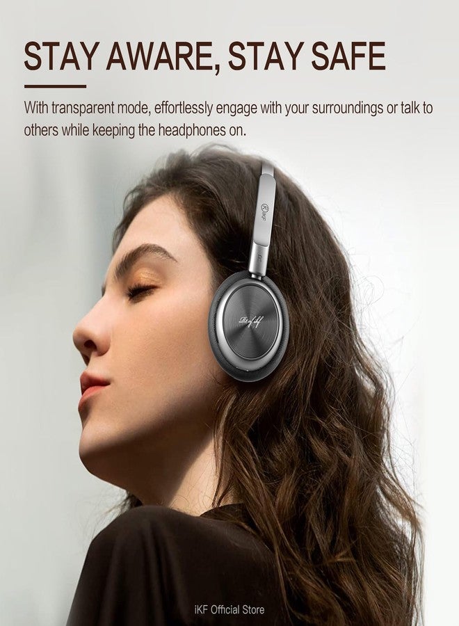iKF R1 Wireless Retro Headphones | Bluetooth V 5.3 | 60 Hours Playtime | APP Custom Sound | Game Mode | Noise Isolation | Built-in Microphone | Throwback 80s 90s Design (Black gold) - Image 4