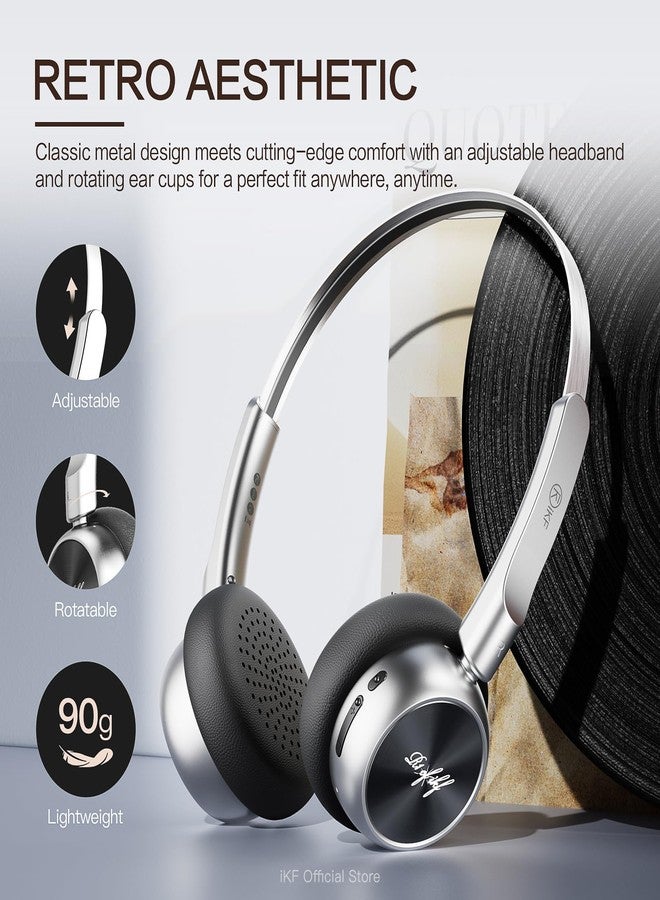 iKF R1 Wireless Retro Headphones | Bluetooth V 5.3 | 60 Hours Playtime | APP Custom Sound | Game Mode | Noise Isolation | Built-in Microphone | Throwback 80s 90s Design (Black gold) - Image 2