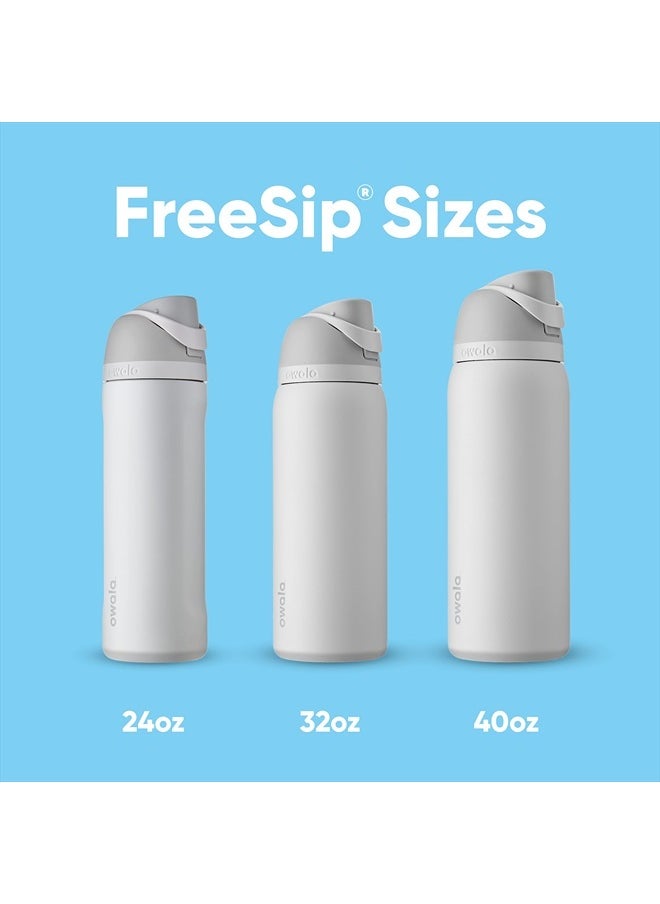 Owala - FreeSip Insulated Stainless Steel Water Bottle with Straw for Sports and Travel, BPA-Free, 24-oz, Shy Marshmallow - Image 1