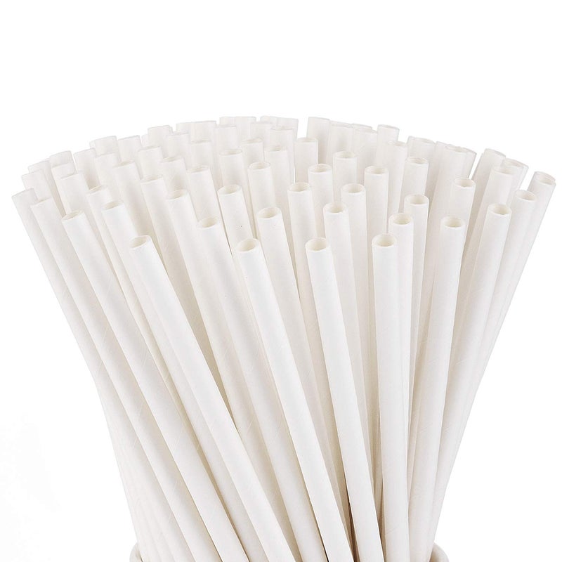 ALINK 100 White Paper Straws Bulk  Biodegradable Drinking Straw for Party Supplies  Birthday  Wedding  Bridal/Baby Shower and Holiday Celebrations - Image 1