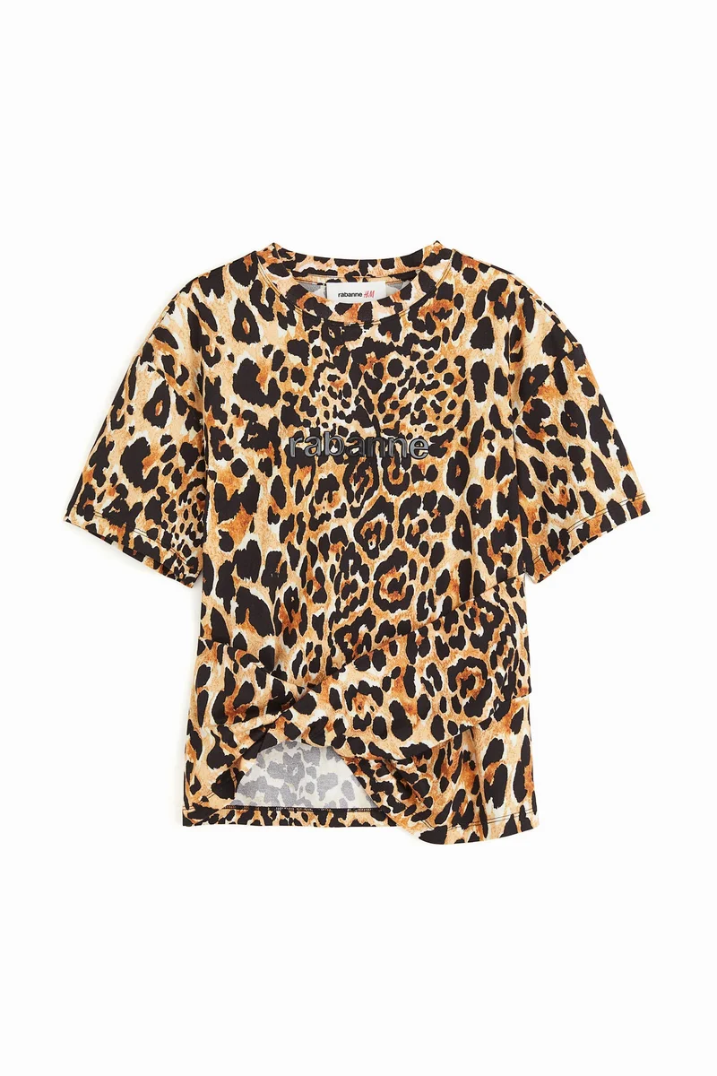 H&M Leopard-print twist-detail T-shirt
