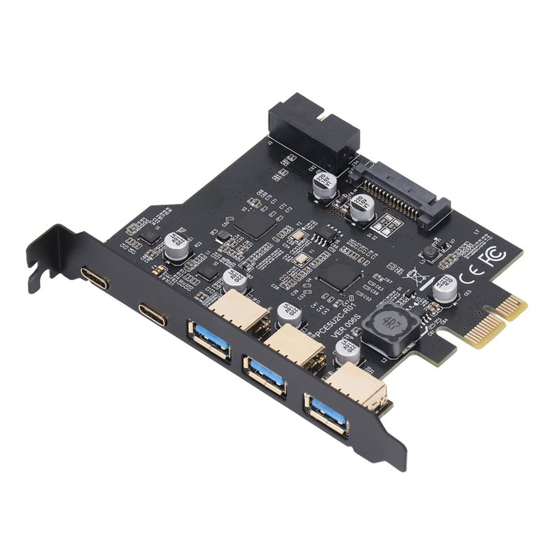 بطاقة توسعة من PCIe إلى USB 3.2 الجيل الأول 5 منافذ بسرعة 5 جيجابت في الثانية مع 3 منافذ من النوع A و 2 منافذ من النوع C لا تتطلب طاقة خارجية - Image 2