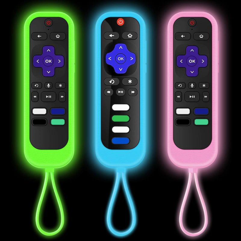 Climberer [3Pack] Climberer Remote Case Cover Compatible with TCL/Hisense roku TV |Sharp Roku TV | Roku Express 4K+ï¼ŒGlow in The Dark Makes it Easy to find - Image 1