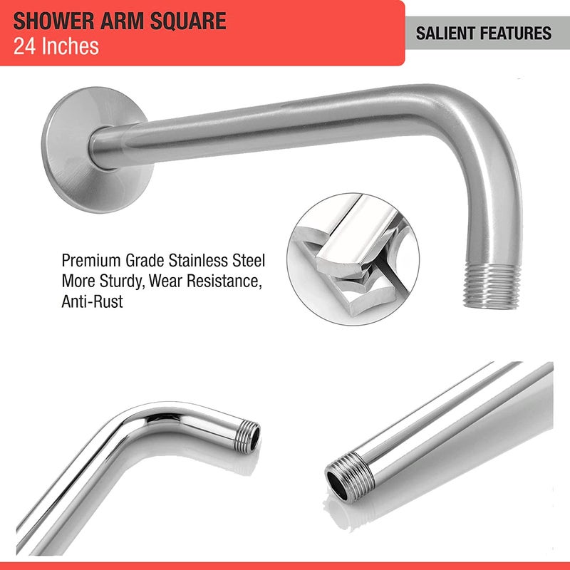 ANMEX ANMEX Round Shower Arm Premium Grade Stainless Steel Shower Holder Round Arm Half Bend 24 Inches - Image 3