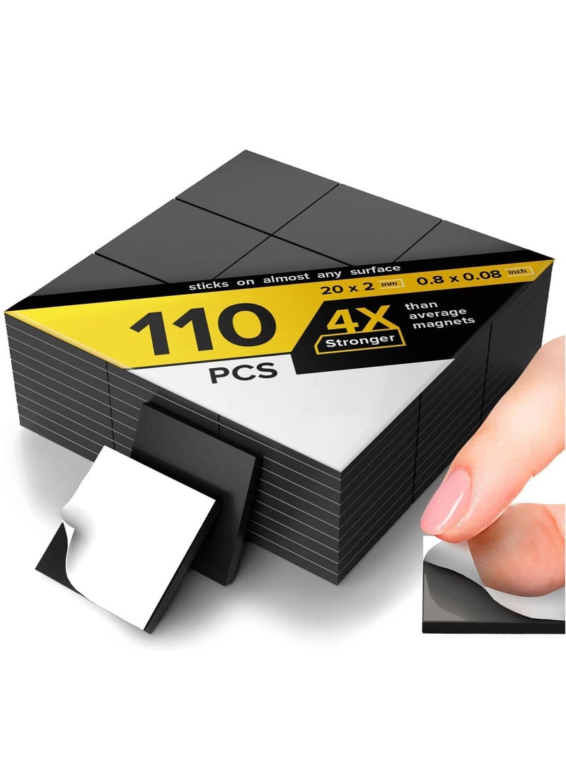 RATSAW 110 Pieces Magnetic Squares Square Magnets with 3M Strong Self Adhesive Backing Tape Perfect for DIY Art Projects Whiteboards and Fridge Magnet Square Tape 20mm x 20mm  - Image 1
