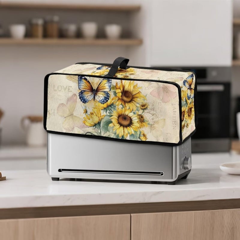 ZDCUSTOM Sunflower Butterfly Printed Toaster Cover 2 Slice Bread Dustproof Cover Waterproof Kitchen Small Appliance Covers Compatible with Bella Toasters Slim - Image 2