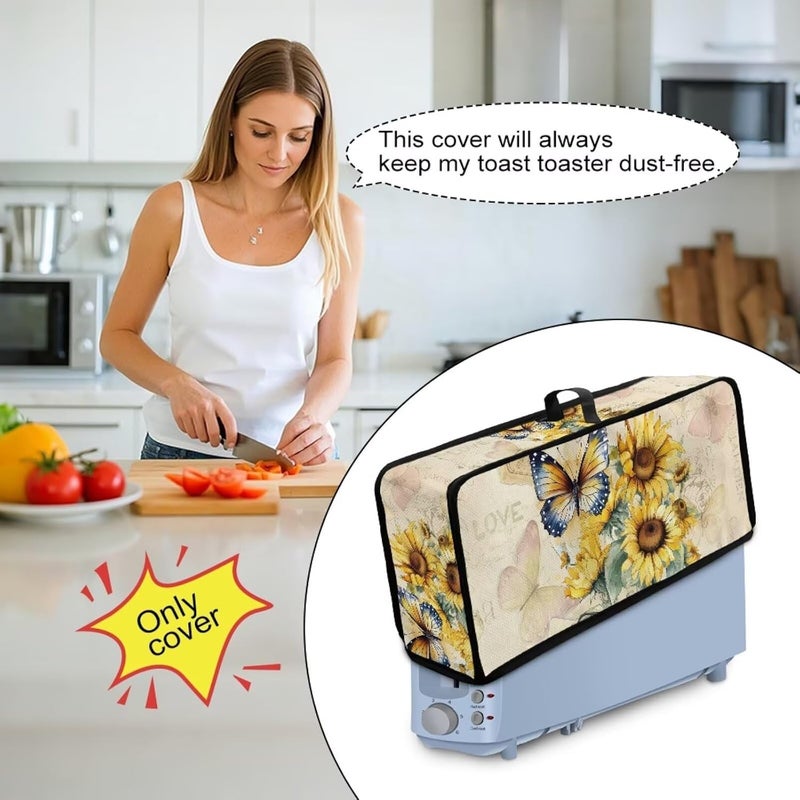 ZDCUSTOM Sunflower Butterfly Printed Toaster Cover 2 Slice Bread Dustproof Cover Waterproof Kitchen Small Appliance Covers Compatible with Bella Toasters Slim - Image 4
