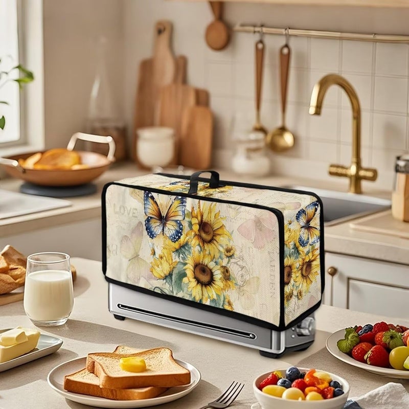 ZDCUSTOM Sunflower Butterfly Printed Toaster Cover 2 Slice Bread Dustproof Cover Waterproof Kitchen Small Appliance Covers Compatible with Bella Toasters Slim - Image 3