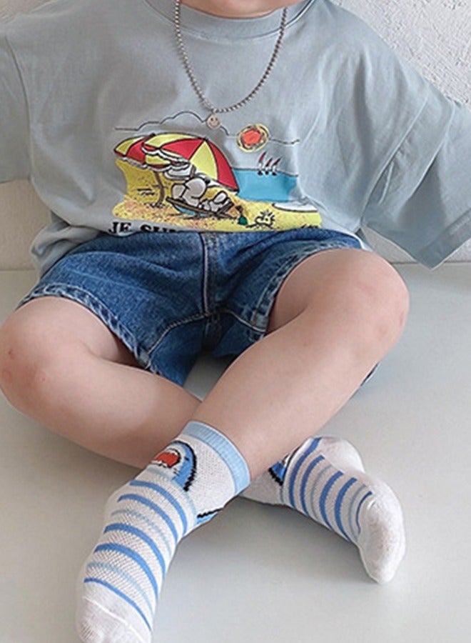 Socks 5 Pairs Of Baby Shark Socks, Children's Sports Socks, Fishnet Socks, Baby Boat Socks, Boys And Girls Socks 3-5Years Old - Image 5
