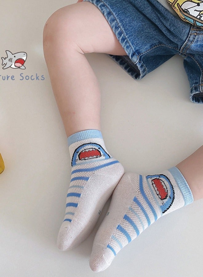Socks 5 Pairs Of Baby Shark Socks, Children's Sports Socks, Fishnet Socks, Baby Boat Socks, Boys And Girls Socks 3-5Years Old - Image 4