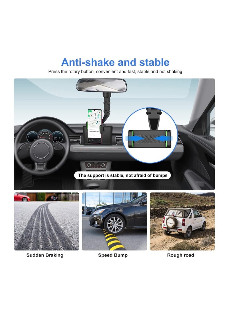 BAIG Car Rearview Mirror Phone Holder Mount, Cell Phone Multifunctional Automobile Cradles and GPS Holder, Suitable for All Mobile Phones and Other Electronic Devices from 4-7 inches - Image 5
