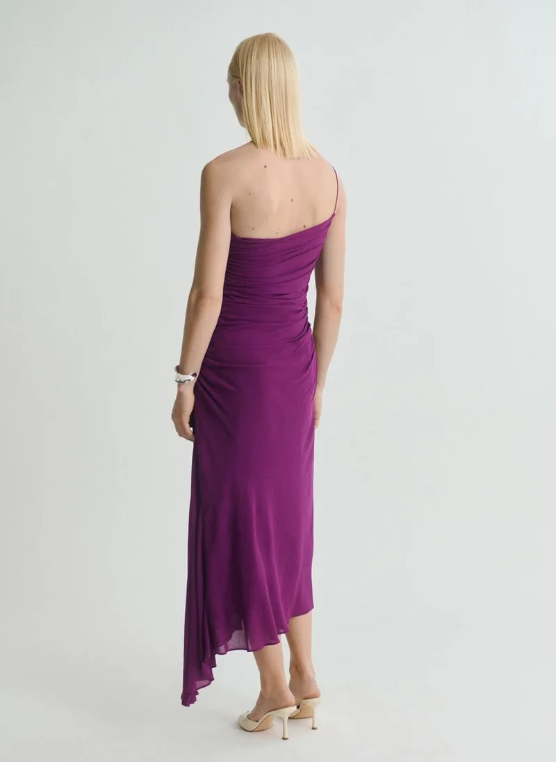 MANGO Asymmetrical Dress With Gathered Sides