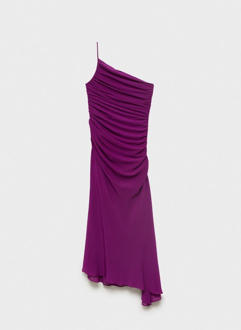 MANGO Purple Ruched Dress  - Image 5