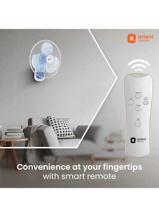 Orient Electric Wall- 49 Wall Fan with Remote & Automatic Speed Control | Wall Fan with Tilt & Oscillation mechanism | Remote with Display Panel & Timer | 2-year warranty by Orient | Crystal White - Image 5