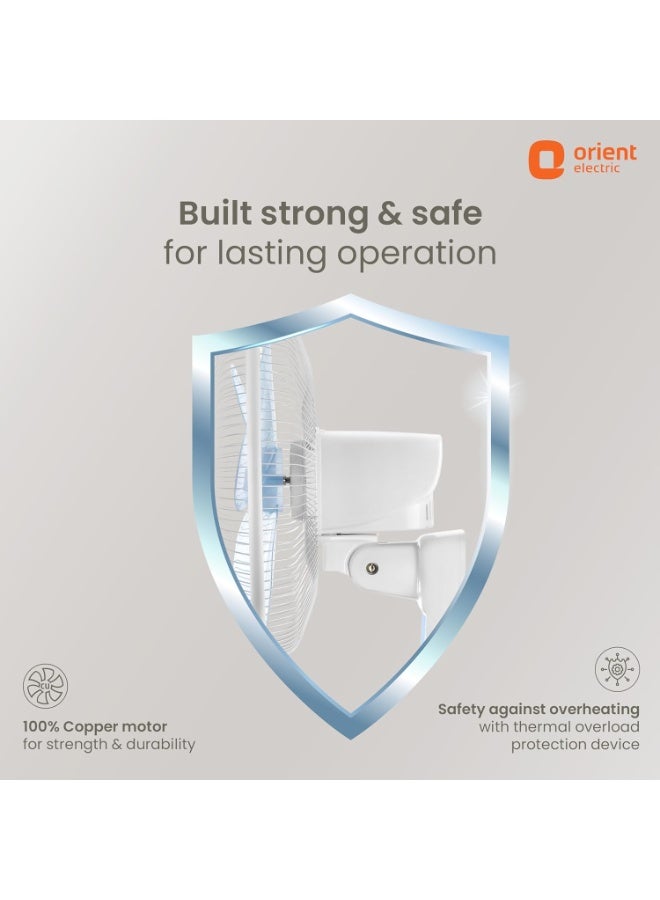 Orient Electric Wall- 49 Wall Fan with Remote & Automatic Speed Control | Wall Fan with Tilt & Oscillation mechanism | Remote with Display Panel & Timer | 2-year warranty by Orient | Crystal White - Image 2