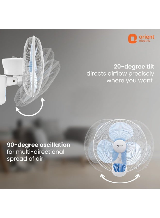Orient Electric Wall- 49 Wall Fan with Remote & Automatic Speed Control | Wall Fan with Tilt & Oscillation mechanism | Remote with Display Panel & Timer | 2-year warranty by Orient | Crystal White - Image 3